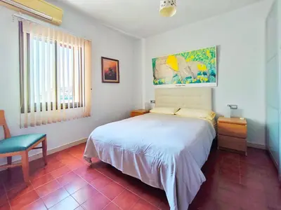 Cama o camas de una habitación en Apartamento Canet de Mar Playa, Costa de Barcelona