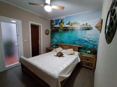Cama o camas de una habitación en Apartamento en el corazón de Blanes al lado del mar