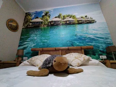 Cama o camas de una habitación en Apartamento en el corazón de Blanes al lado del mar