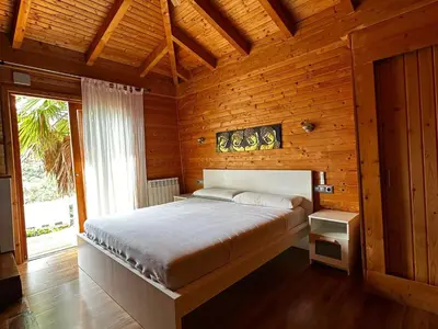 Cama o camas de una habitación en Villa Wood Dreams – Villa de madera en Calonge, con jacuzzi y piscina privada - ES-209-95