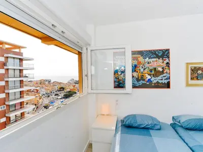 Cama o camas de una habitación en Apartamento Frente al Mar en Palamós, Aire Acondicionado, WiFi - ES-360-4