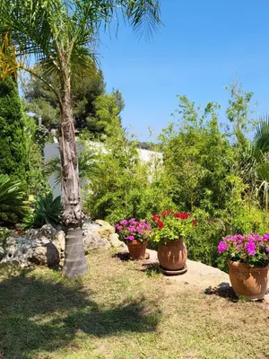 Jardín al aire libre en Apartment with garden and sea view Santa Cristina Blanes