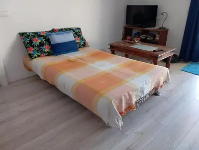 Cama o camas de una habitación en Apartamento 2º centrico con Parking en Calella,Barcelona