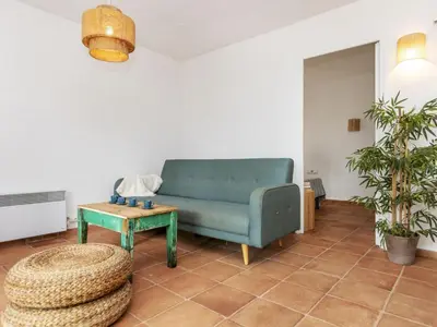 Zona de estar de Apartamento Romántico en Tamariu, Terraza Privada, Playa a 150m, Wi-Fi Incluido - HISP-233-581