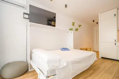 Cama o camas de una habitación en Pau Picasso 2 – Estudio con Terraza en Tossa