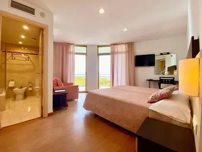 Cama o camas de una habitación en Hotel Blaumar