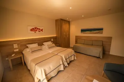 Cama o camas de una habitación en Hotel Tamariu