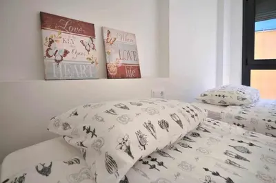 Cama o camas de una habitación en Stunning apartment w amazing views in Girona