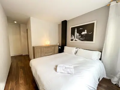 Cama o camas de una habitación en Apartamento para 4 con terraza en el centro