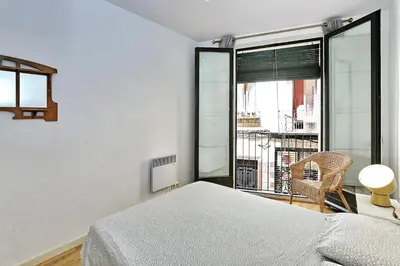 Cama o camas de una habitación en Apartament Sant Feliu