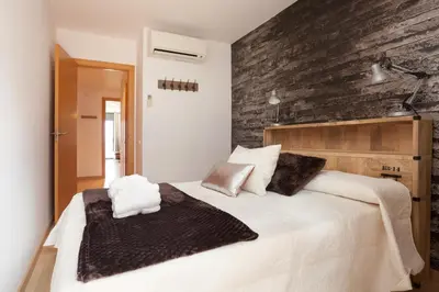 Cama o camas de una habitación en Apartment Beach Front Canet