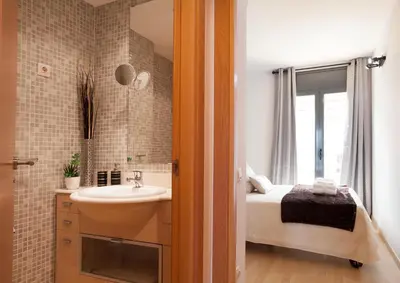 Cama o camas de una habitación en Apartment Beach Front Canet