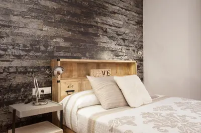 Cama o camas de una habitación en Apartment Beach Front Canet