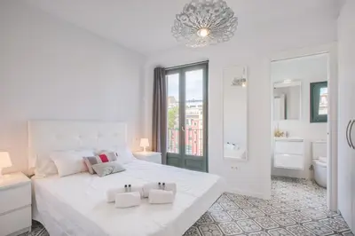 Cama o camas de una habitación en Flateli Rambla 5 3-2