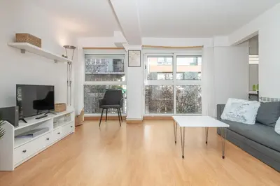 Una televisión o centro de entretenimiento en Apartamento céntrico en Girona