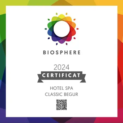 Certificado, premio, señal o documento que está expuesto en Hotel-Spa Classic Begur