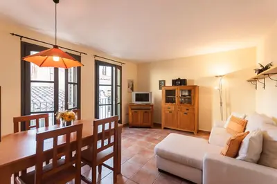 Una televisión o centro de entretenimiento en Lets Holidays NICE APARTMENT in the CENTER of TOSSA