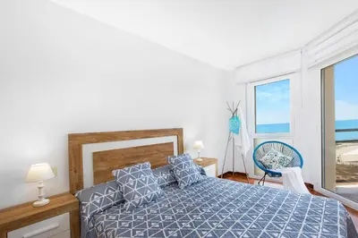 Cama o camas de una habitación en Santa Susanna Skyline Apartment