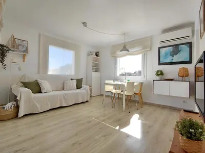 Zona de estar de Apartamento en casa de campo cerca de la playa