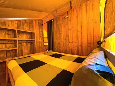 Cama o camas de una habitación en Càmping Parc Gualba