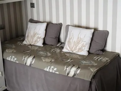 Cama o camas de una habitación en Apartamento frente al mar en la mejor ubicación de Calella