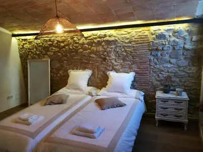 Cama o camas de una habitación en Can Puig de la Pera