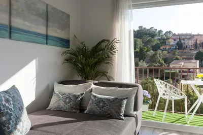 Zona de estar de Lets Holidays AMAZING STUDIO in the CENTER of TOSSA