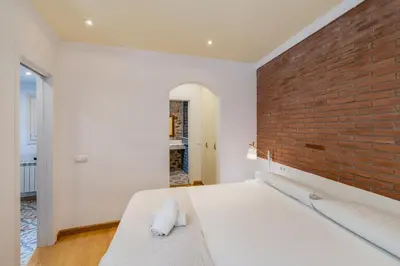 Cama o camas de una habitación en Apartamento dúplex en el Barri Vell, Girona