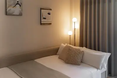 Cama o camas de una habitación en Tic Tac 13 Family apartment with pool view