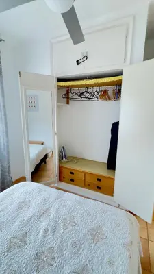 Cama o camas de una habitación en Casa ANNA - clim,2 chambres, 50 m plage, terrasse 16m2, Wifi