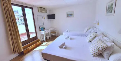 Cama o camas de una habitación en Hotel Mireia