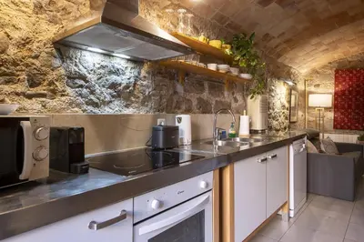 Una cocina o zona de cocina en Apartamento Baños Arabes con jardín