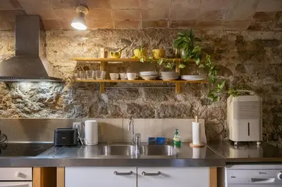 Una cocina o zona de cocina en Apartamento Baños Arabes con jardín