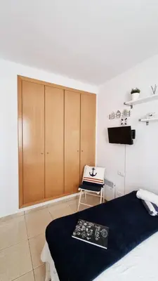 Cama o camas de una habitación en Costa Brava-St Antoni de Calonge apartament per parelles i famílies petites