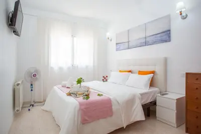 Cama o camas de una habitación en AL30 Apartamento para 4pax, Fenals, Costa Brava