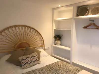 Cama o camas de una habitación en Can Estrellas apartamento vista mar