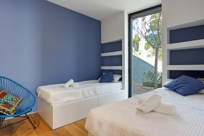 Cama o camas de una habitación en Villa Tamariu