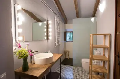 Un baño de Alquiler de casa rural completa: Masía del siglo XV en la Costa Brava