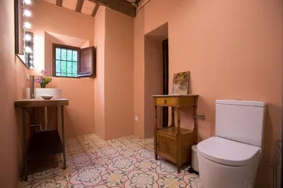 Un baño de Alquiler de casa rural completa: Masía del siglo XV en la Costa Brava