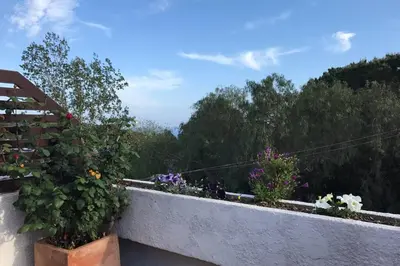 Jardín al aire libre en Casita blanca con fibra óptica y piscina cominutaria