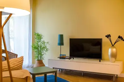 Una televisión o centro de entretenimiento en Devesa Park Apartment with Private Parking