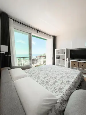 Cama o camas de una habitación en Loft Ponent, Sant Pol de Mar
