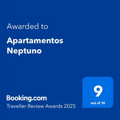 Certificado, premio, señal o documento que está expuesto en Apartamentos Neptuno