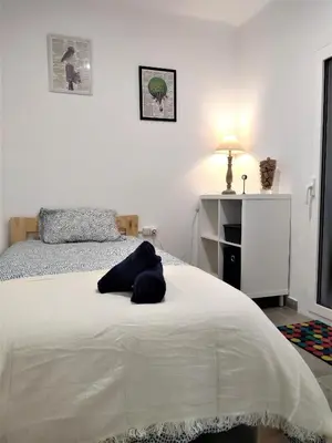 Cama o camas de una habitación en Apartamento el Cau, acogedor y cerca del Montseny