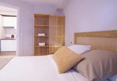 Cama o camas de una habitación en Budget Beach Studio 14