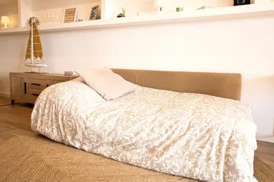 Cama o camas de una habitación en Apartamento Palmeras en Platja d'Aro