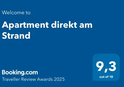 Certificado, premio, señal o documento que está expuesto en Apartment direkt am Strand