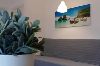 Zona de estar de Apartamento al lado de la playa con parking y jardín