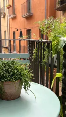 Un balcón o terraza de Apartamento con encanto y terraza en Barri Vell de Girona, El Cul de la Lleona