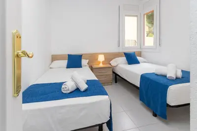 Cama o camas de una habitación en Apartaments Aiguablava